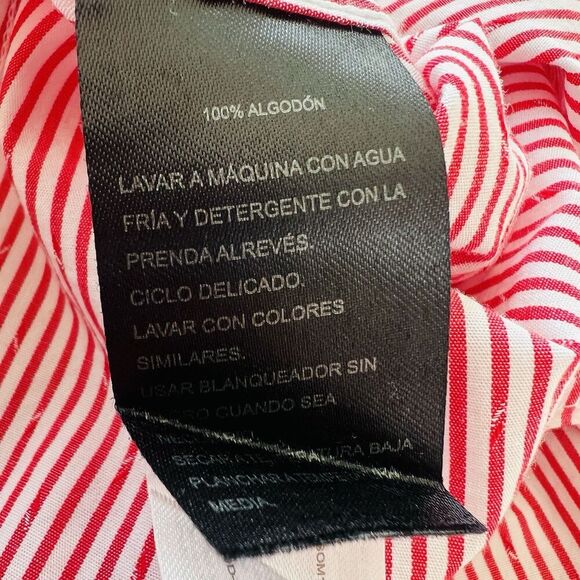 Ted Lapidus Red & White Stripe Street Couture Button Down Dress Shirt Mens 4XL - Picture 8 of 8